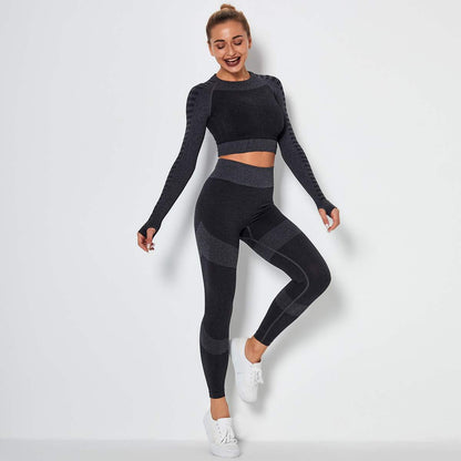 Seamless Knitted Yoga Pants and Top Set