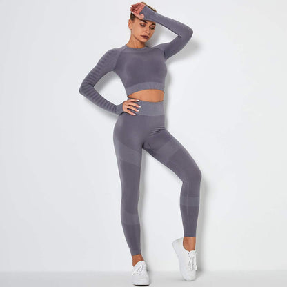 Seamless Knitted Yoga Pants and Top Set