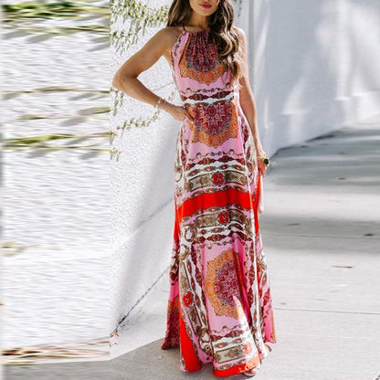 Printed Halter Maxi Dress