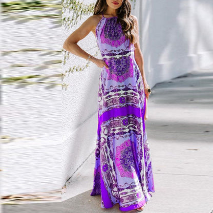 Printed Halter Maxi Dress