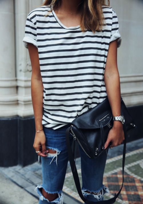 Striped Loose Short Sleeve T-Shirt