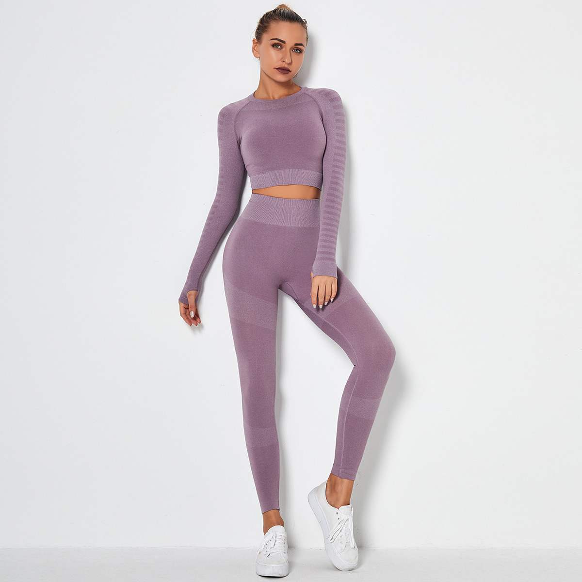 Seamless Knitted Yoga Pants and Top Set
