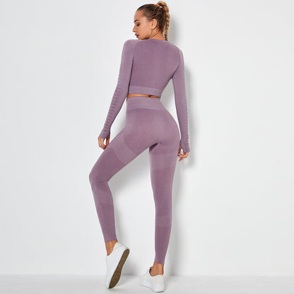 Seamless Knitted Yoga Pants and Top Set