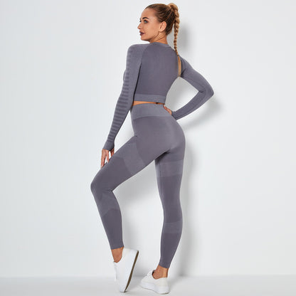 Seamless Knitted Yoga Pants and Top Set