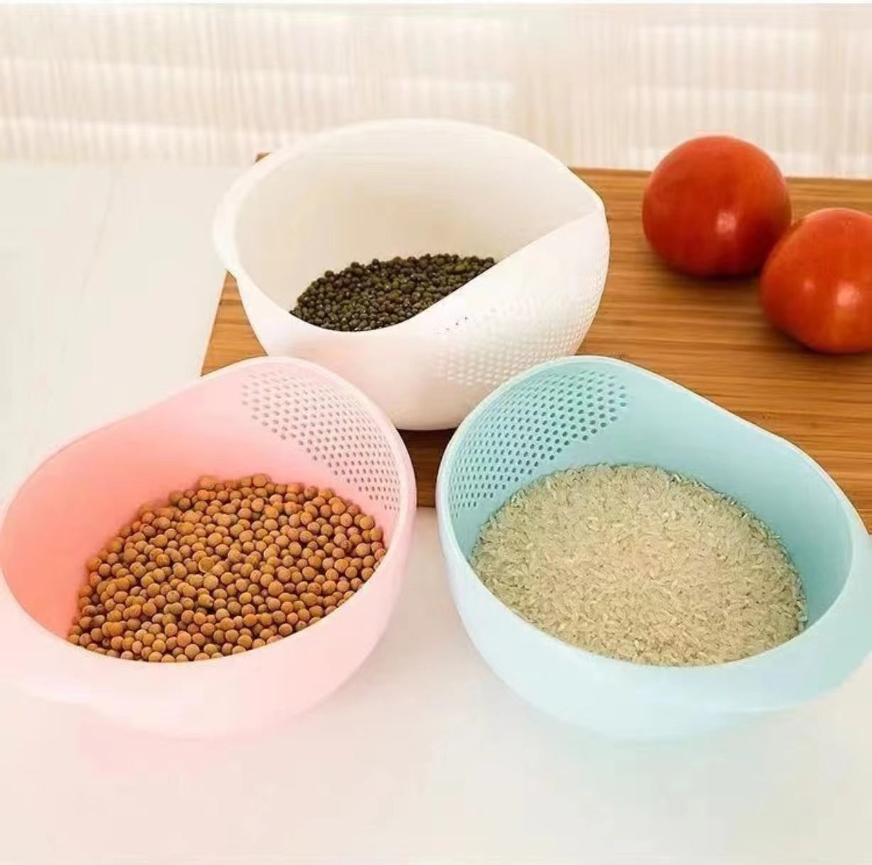 Thick Kitchen Rice Washing Strainer Bowl