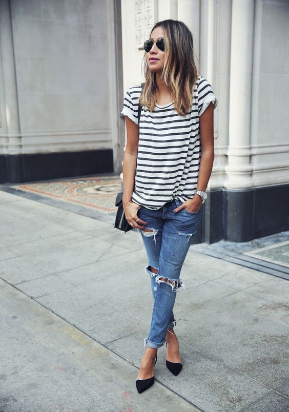 Striped Loose Short Sleeve T-Shirt