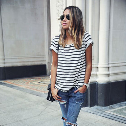 Striped Loose Short Sleeve T-Shirt